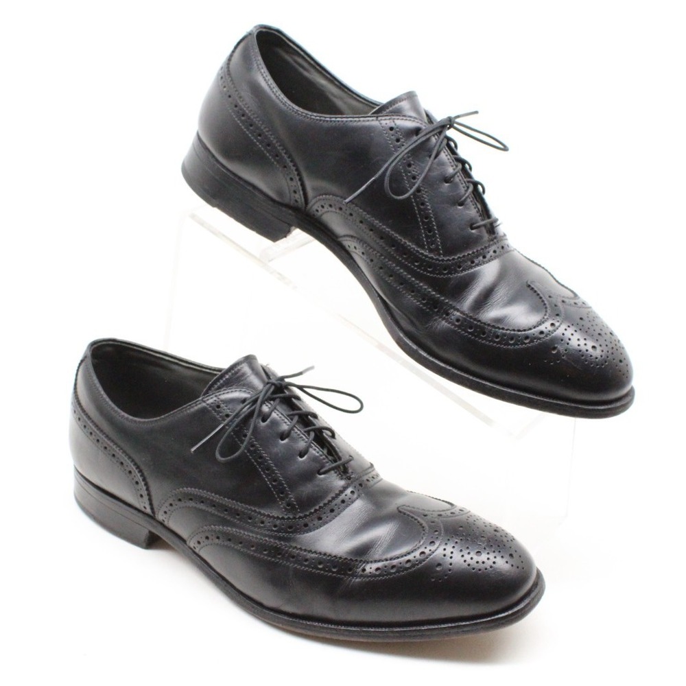 Vintage FOOTJOY Classics Wingtip Black Oxford Shoes Sz 8.5EEE USA Made